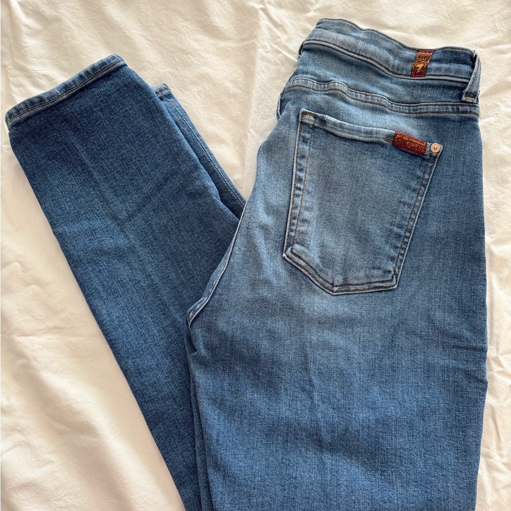 7 For All Mankind Medium Josefina Slim Straight Leg Button Front Jeans